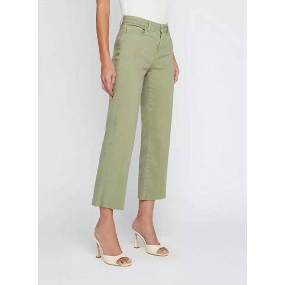 L'Agence Wanda High Rise Crop Wide Leg Jeans Soft Army Green NWT Size 25